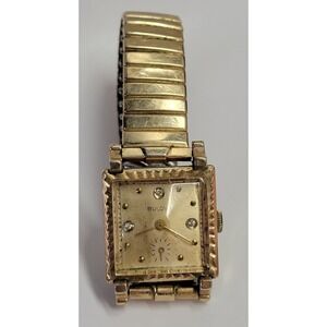 Vtg Bulova Mens Wristwatch 10AK Diamond Dial 15 Jewels Manual Expansion Band